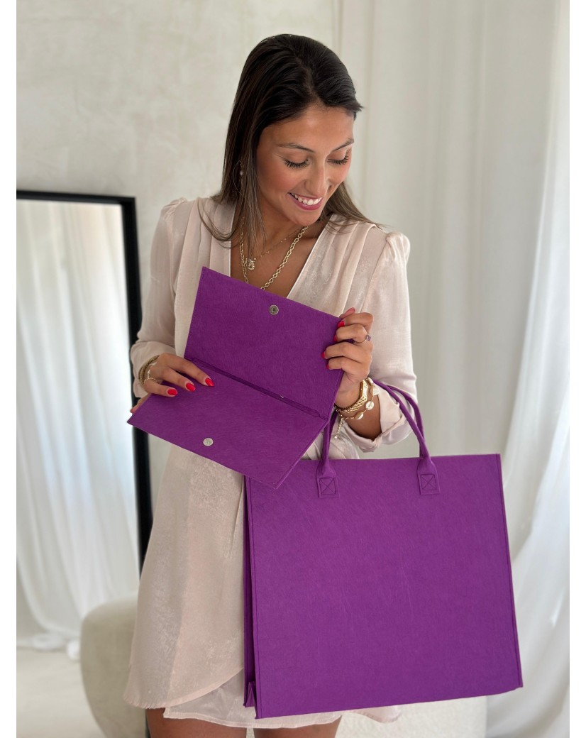 Pochette Feutrine mauve – Personnalisable avec votre logo