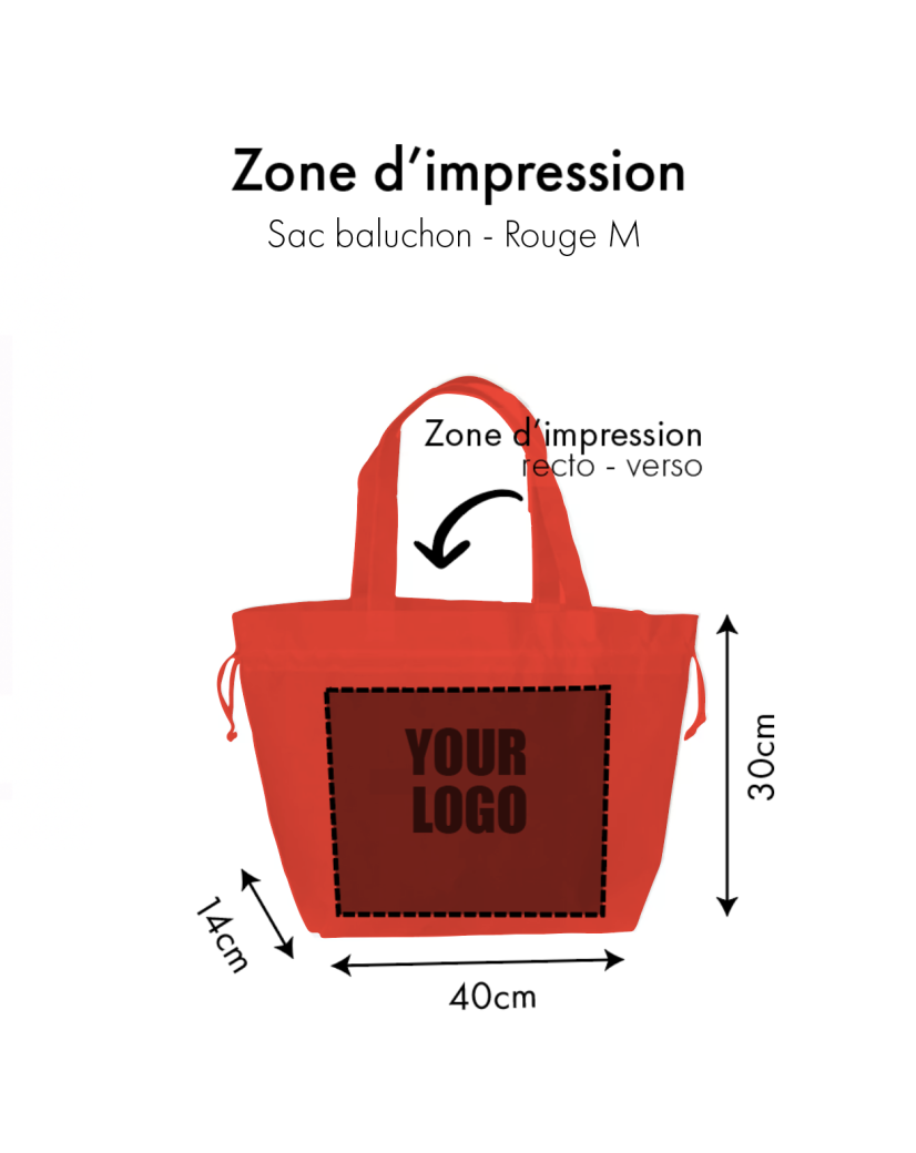 NONWOVEN DRAAGTAS "NICE" - ROOD - M (40+14x30cm)