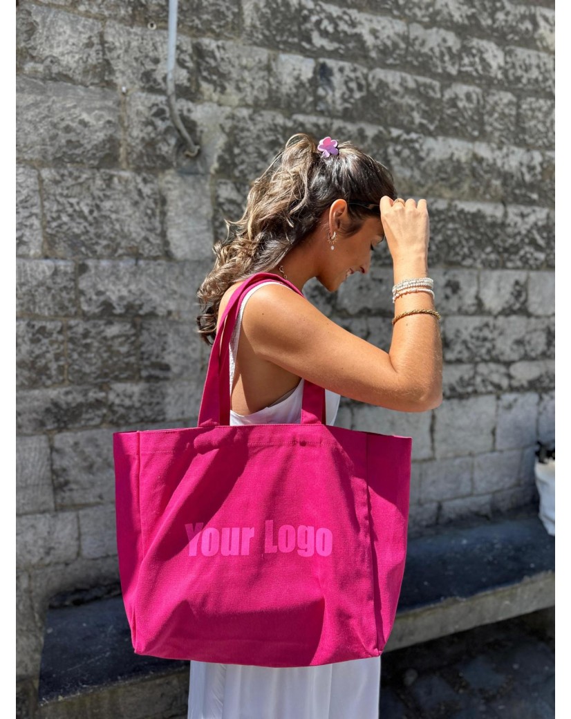 SAC COTON "NANCY" - FUCHSIA 🩷 (43x15x36cm)