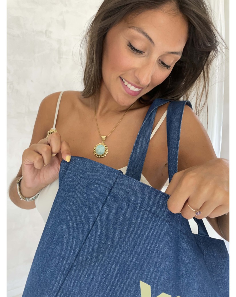 SAC COTON "NANCY" - JEANS DARK 💙 (43x15x36 cm)