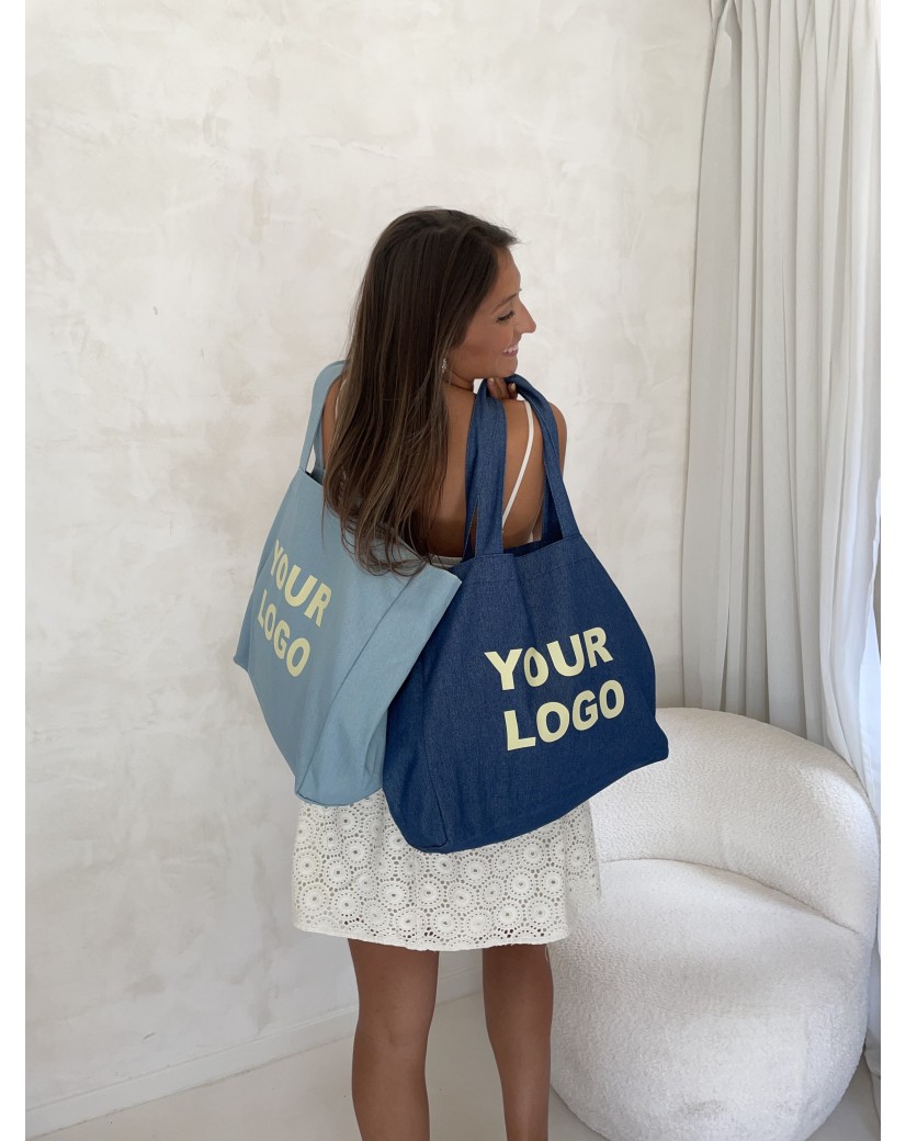SAC COTON "NANCY" - JEANS LIGHT 🩵  (43x15x36 cm)