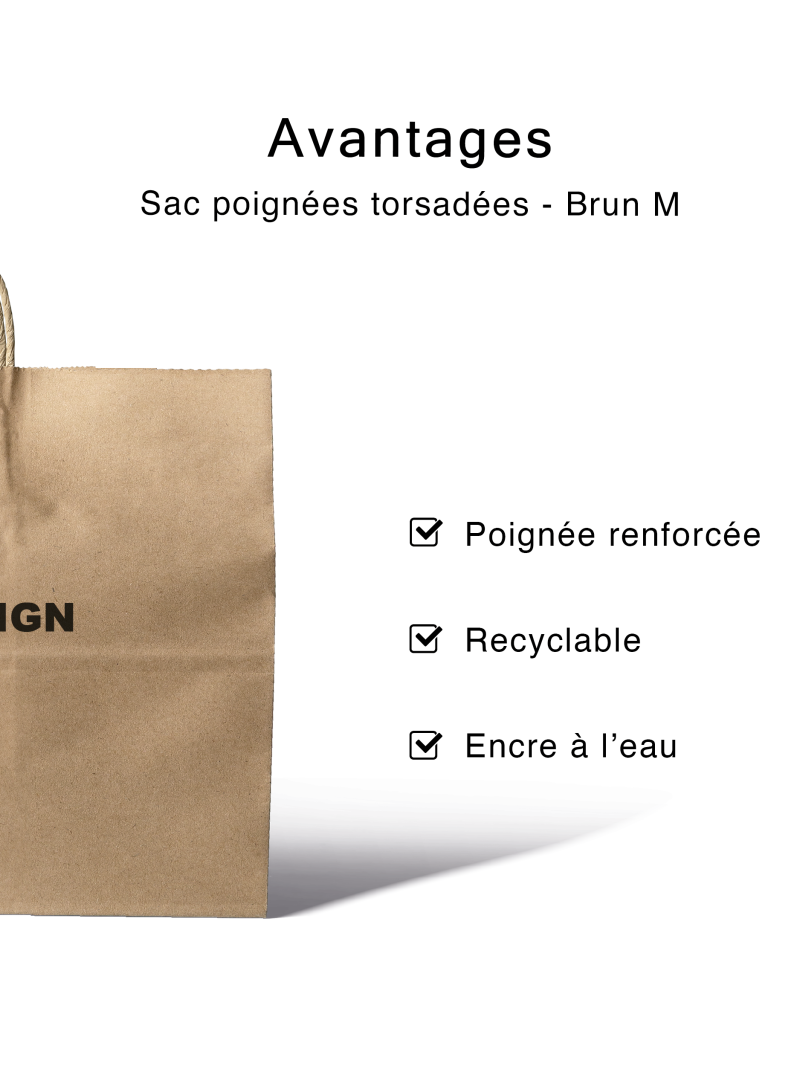 Bolsa con asas retorcidas - Marrón Kraft