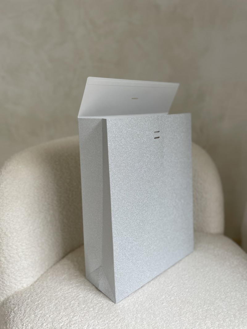 PRESTIGE-TASCHE SILBER GLITZER – L (30x12x40 cm)