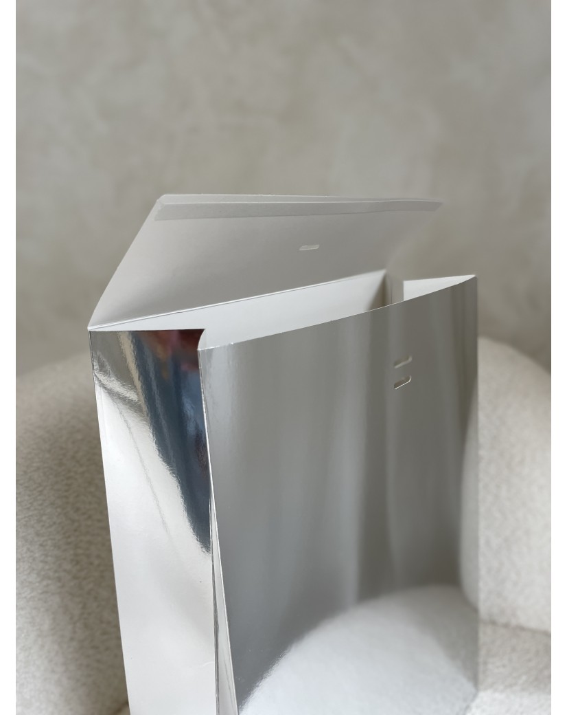 PRESTIGE-TASCHE SILBER SPIEGEL – L (30x12x40 cm)