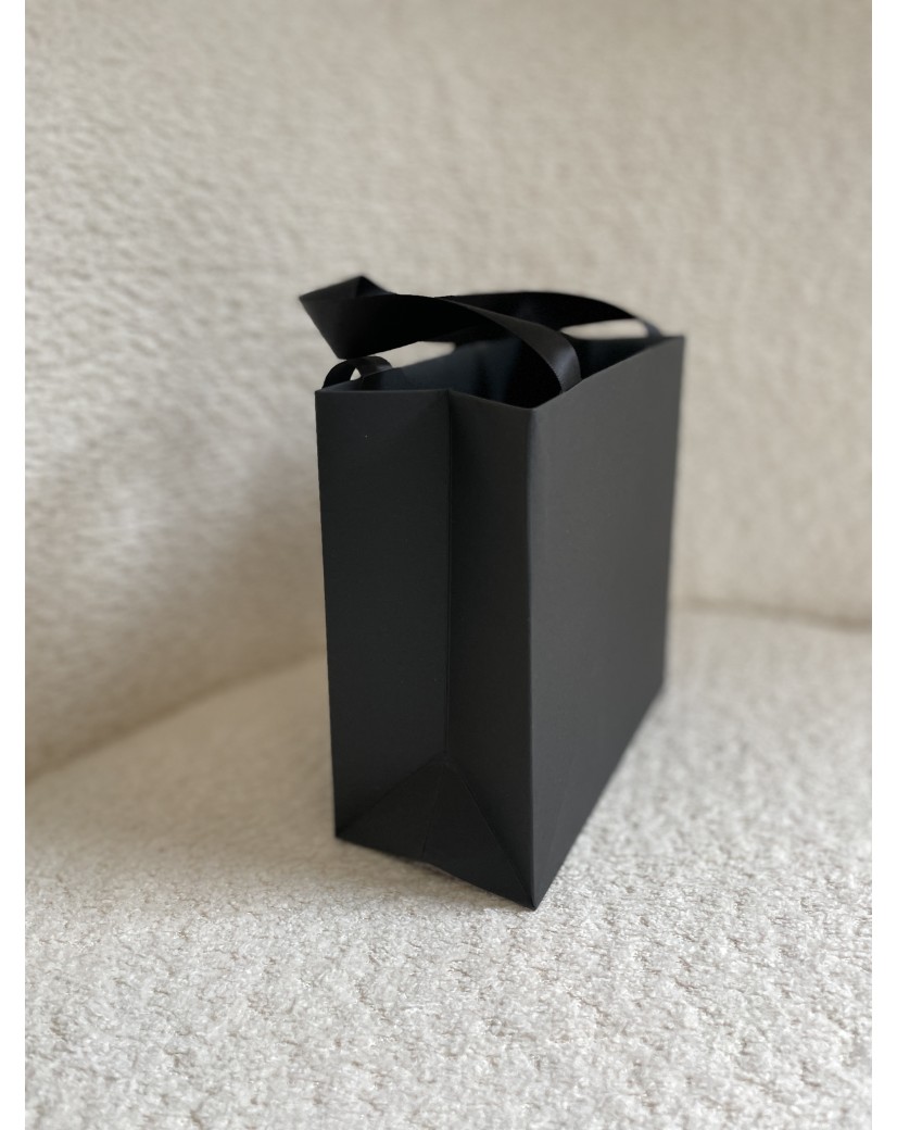 Black Luxury Paper Bag – black handles – XS (16 x 8 x 16 cm)