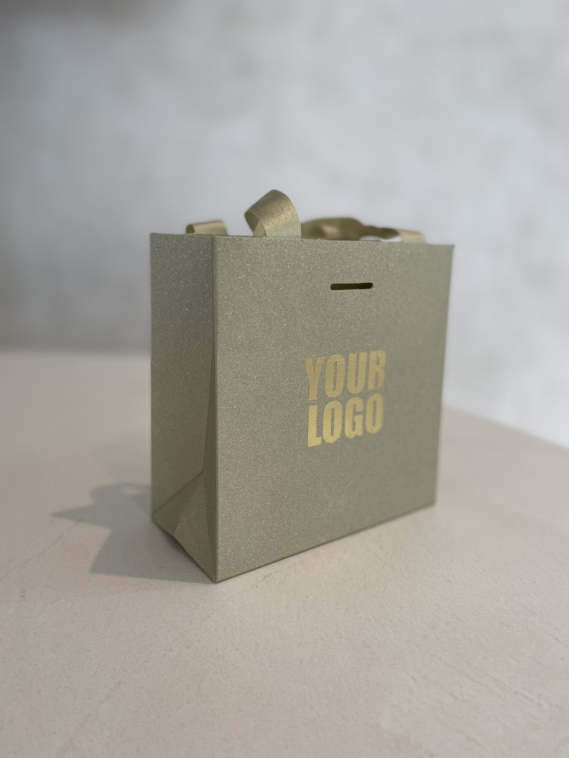 LUXURY PAPER BAG GOLD GLITTER – XS (16x8x16 cm)
