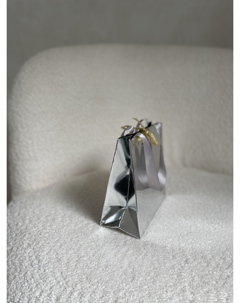 LUXURY PAPER BAG SILVER MIRROR – XS (16x8x16 cm)