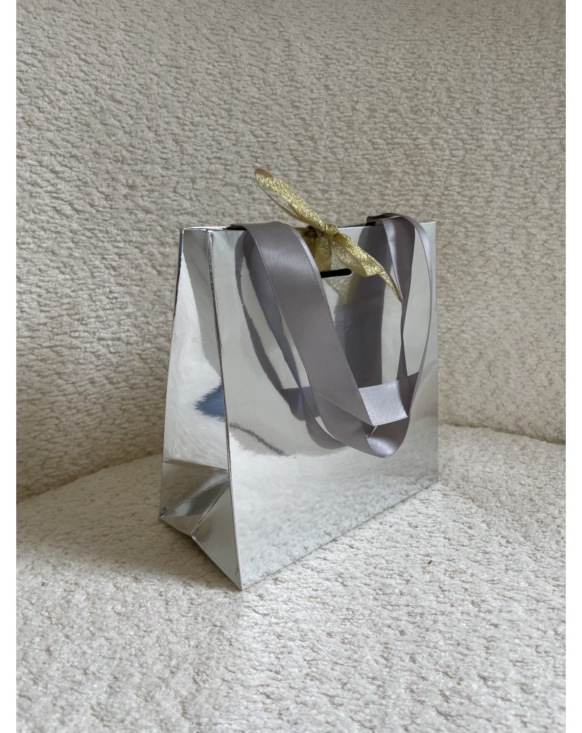 Sac papier Luxe Silver miroir Express - XS (16x8x16cm)