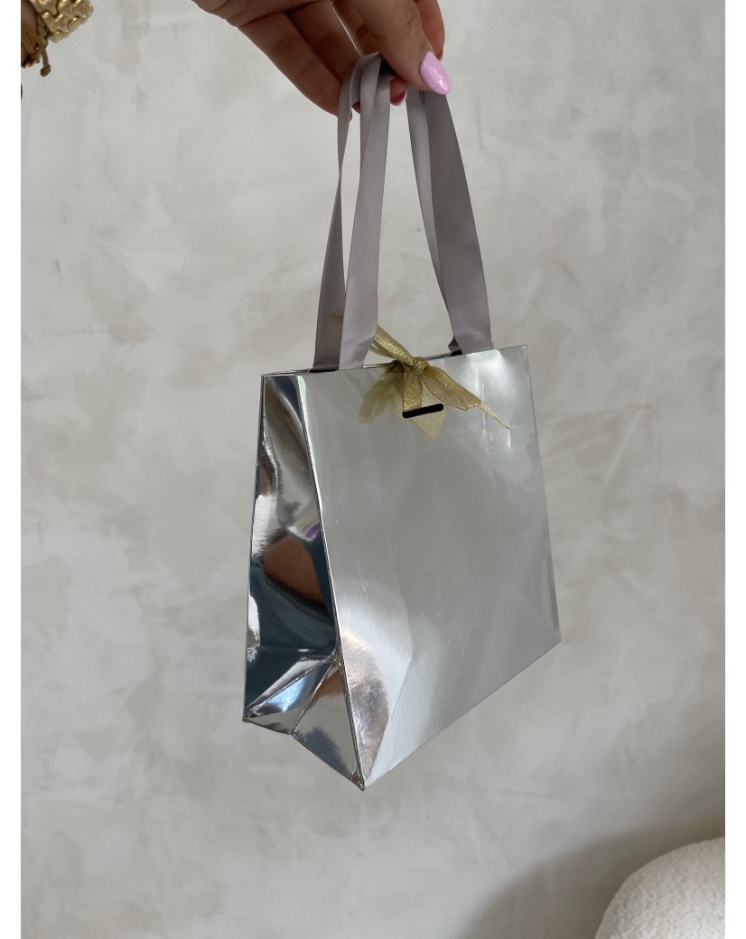 Sac papier Luxe Silver miroir Express - XS (16x8x16cm)