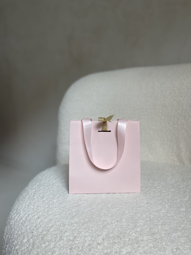 LUXURY PAPER BAG PINK – PINK HANDLES – XS (16x8x16 cm)