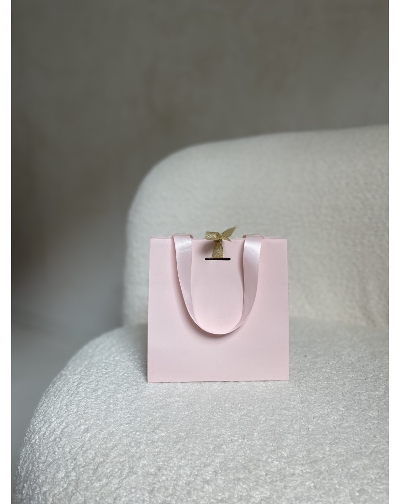 Sac papier Luxe Rose Express - poignées roses - XS (16x8x16cm)