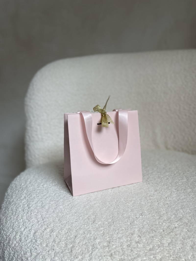 Sac papier Luxe Rose Express - poignées roses - XS (16x8x16cm)