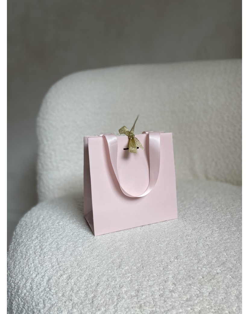 LUXURY PAPER BAG PINK – PINK HANDLES – XS (16x8x16 cm)