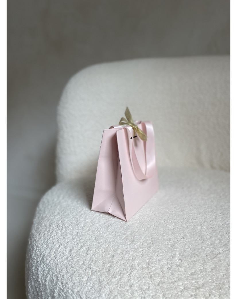 LUXURY PAPER BAG PINK – PINK HANDLES – XS (16x8x16 cm)