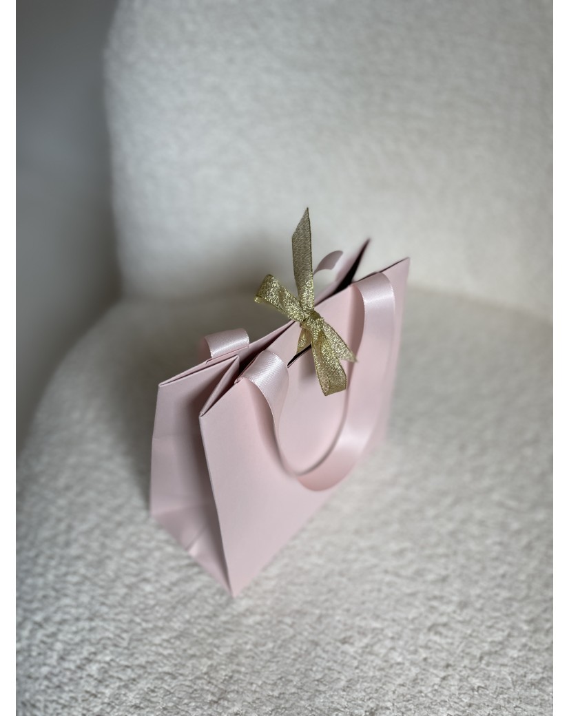 Sac papier Luxe Rose Express - poignées roses - XS (16x8x16cm)
