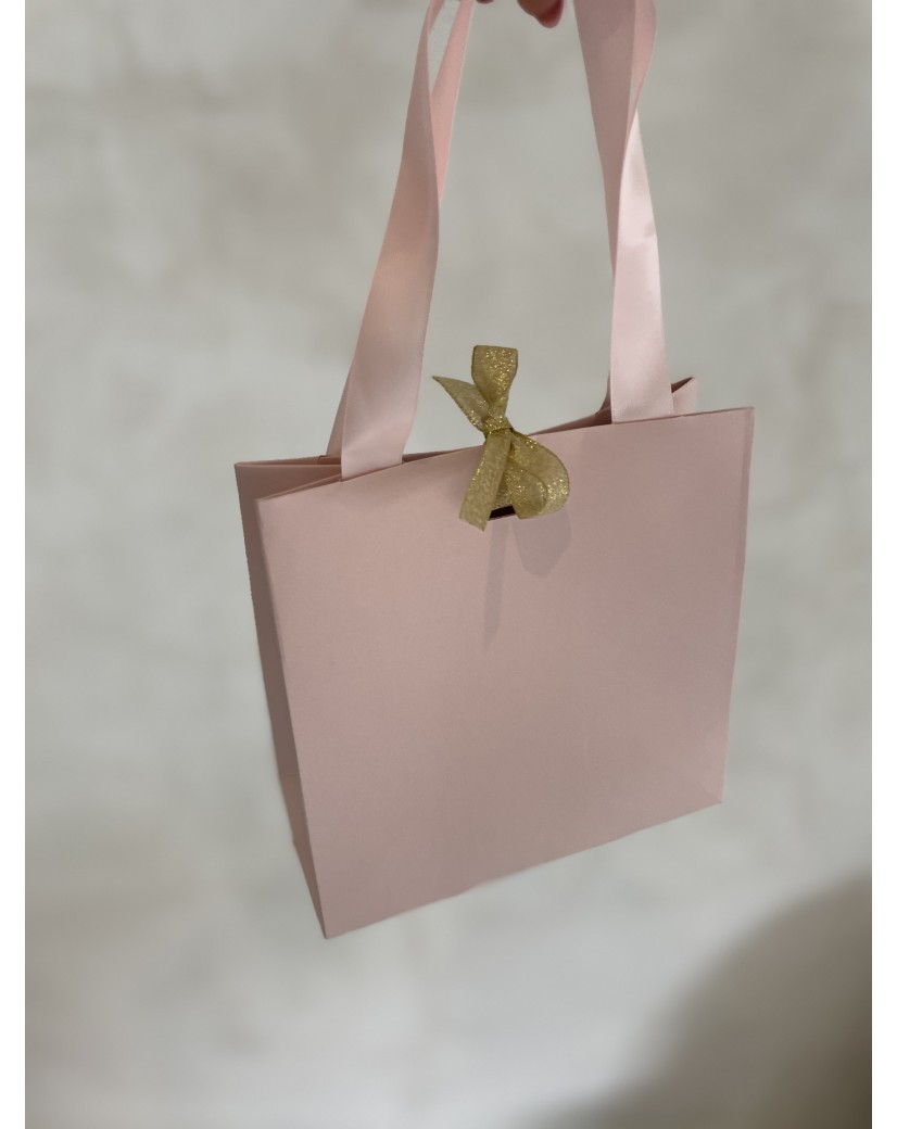 Sac papier Luxe Rose Express - poignées roses - XS (16x8x16cm)