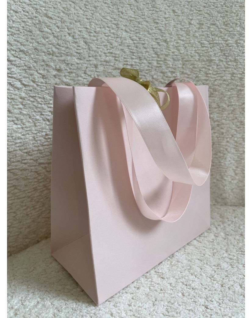 Sac papier Luxe Rose Express - poignées roses - XS (16x8x16cm)