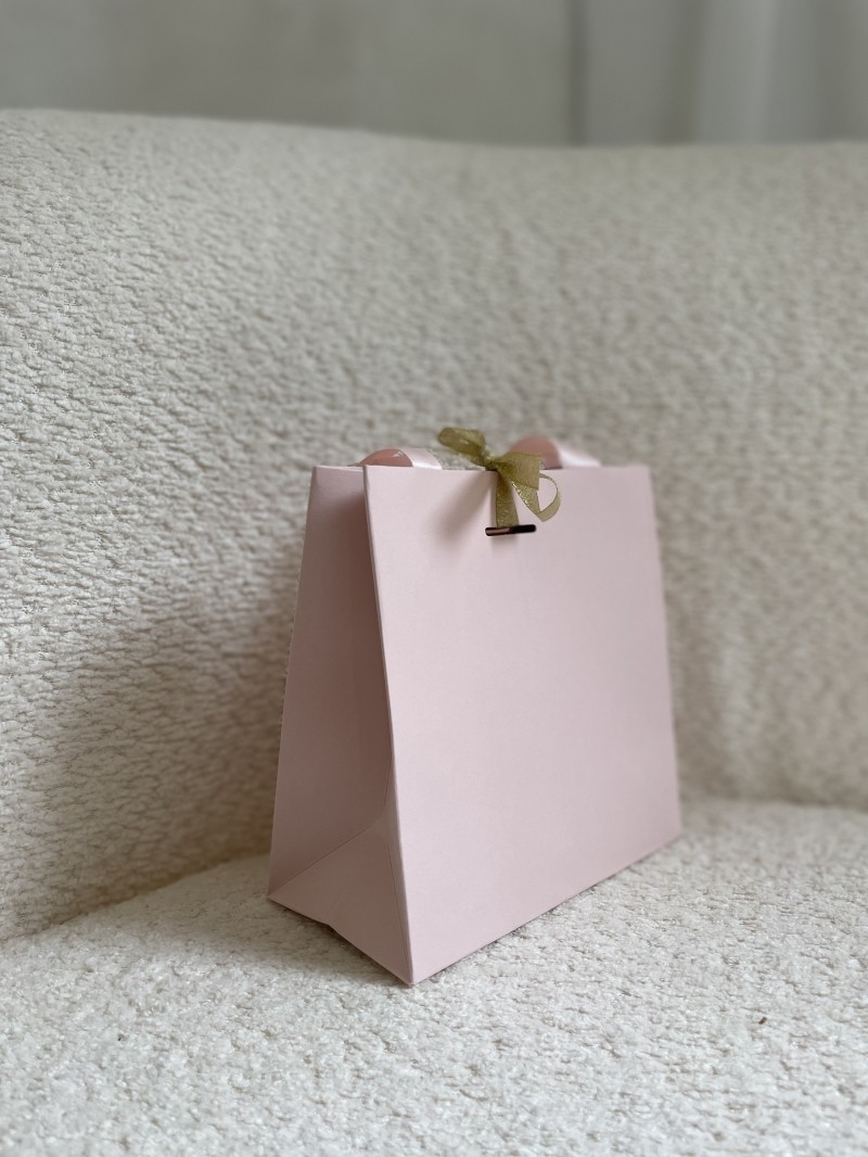 LUXURY PAPER BAG PINK – PINK HANDLES – XS (16x8x16 cm)