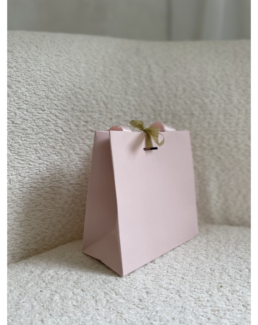 Sac papier Luxe Rose Express - poignées roses - XS (16x8x16cm)