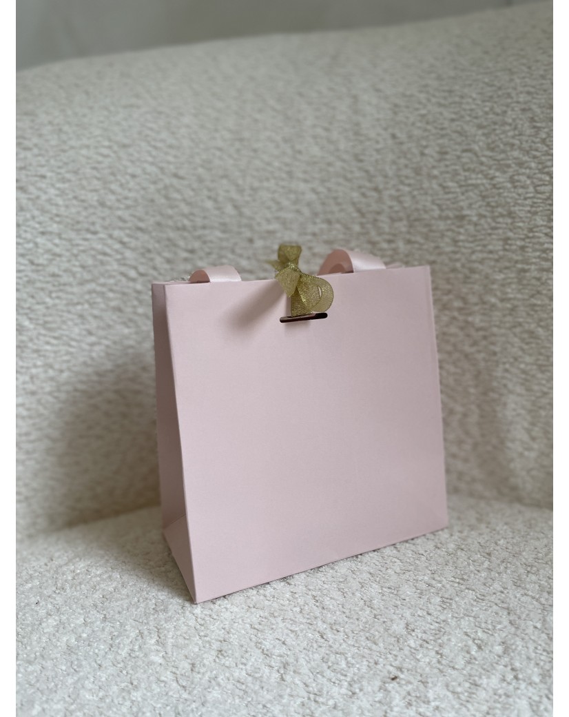 Sac papier Luxe Rose Express - poignées roses - XS (16x8x16cm)