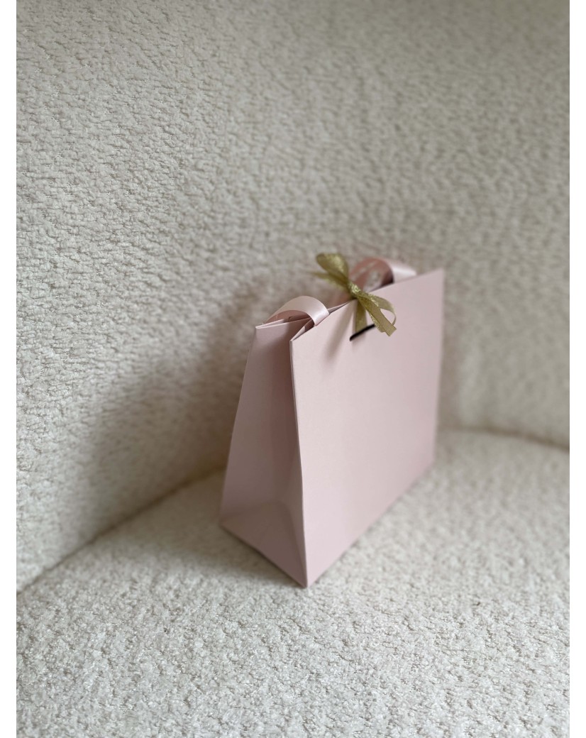 BOLSA DE PAPEL LUJO ROSA – ASAS ROSAS – XS (16x8x16 cm)