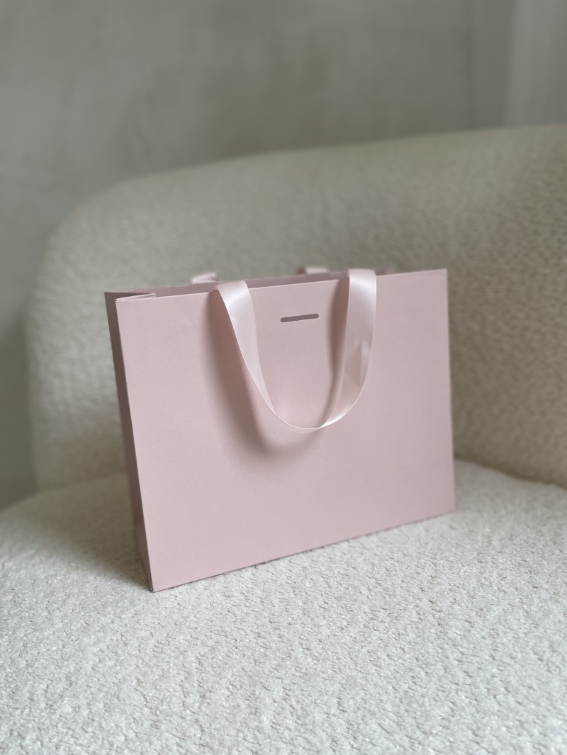 Sac papier Luxe Rose Express- poignées roses - S (25x10x20cm)