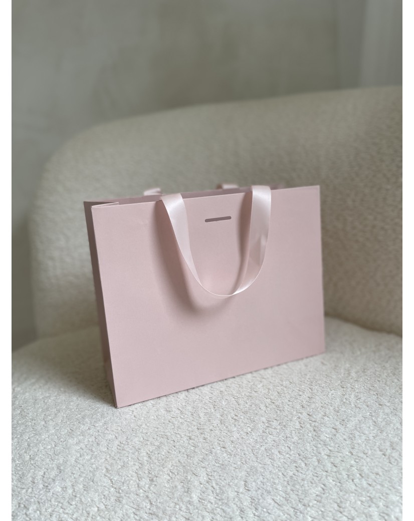 BOLSA DE PAPEL LUJO ROSA – ASAS ROSAS – S (25x10x20 cm)