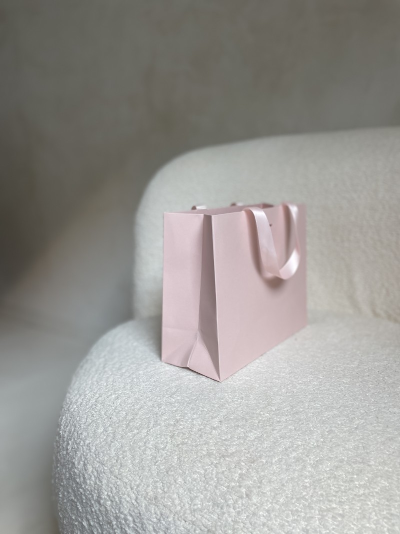 Sac papier Luxe Rose Express- poignées roses - S (25x10x20cm)