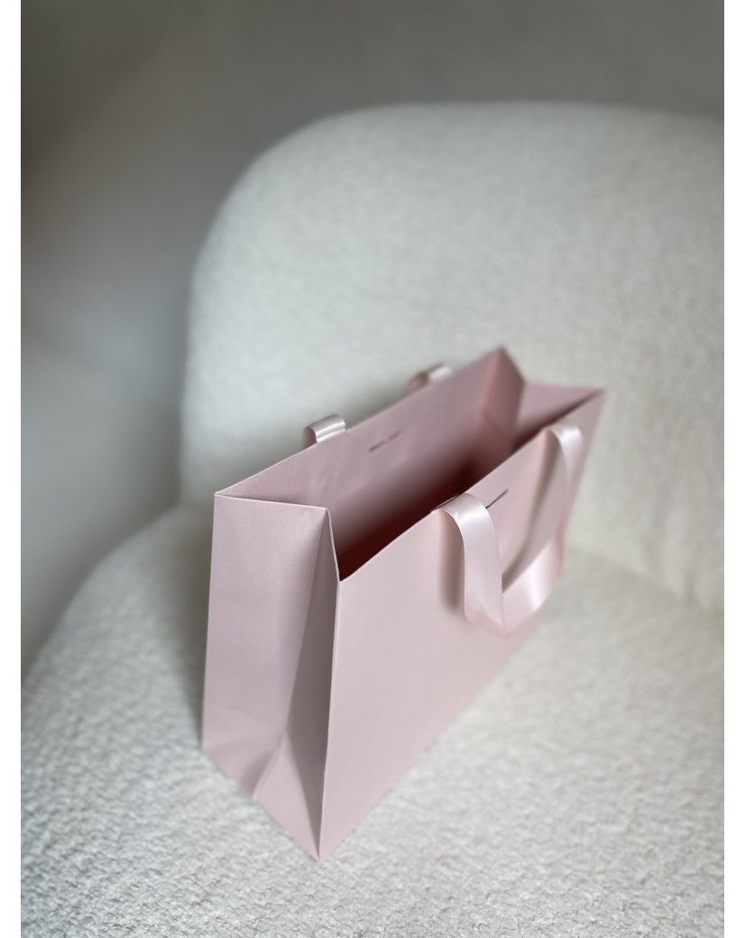 BOLSA DE PAPEL LUJO ROSA – ASAS ROSAS – S (25x10x20 cm)