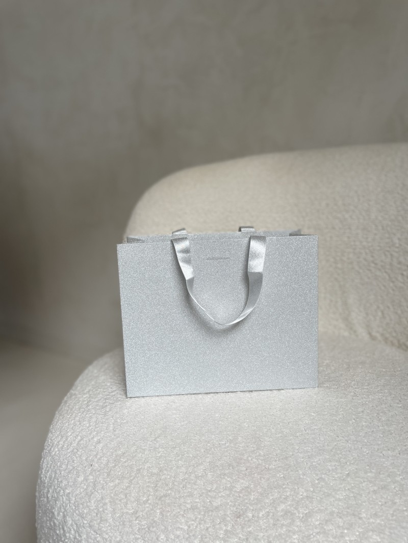 LUXURY PAPER BAG SILVER GLITTER – S (25x10x20 cm)