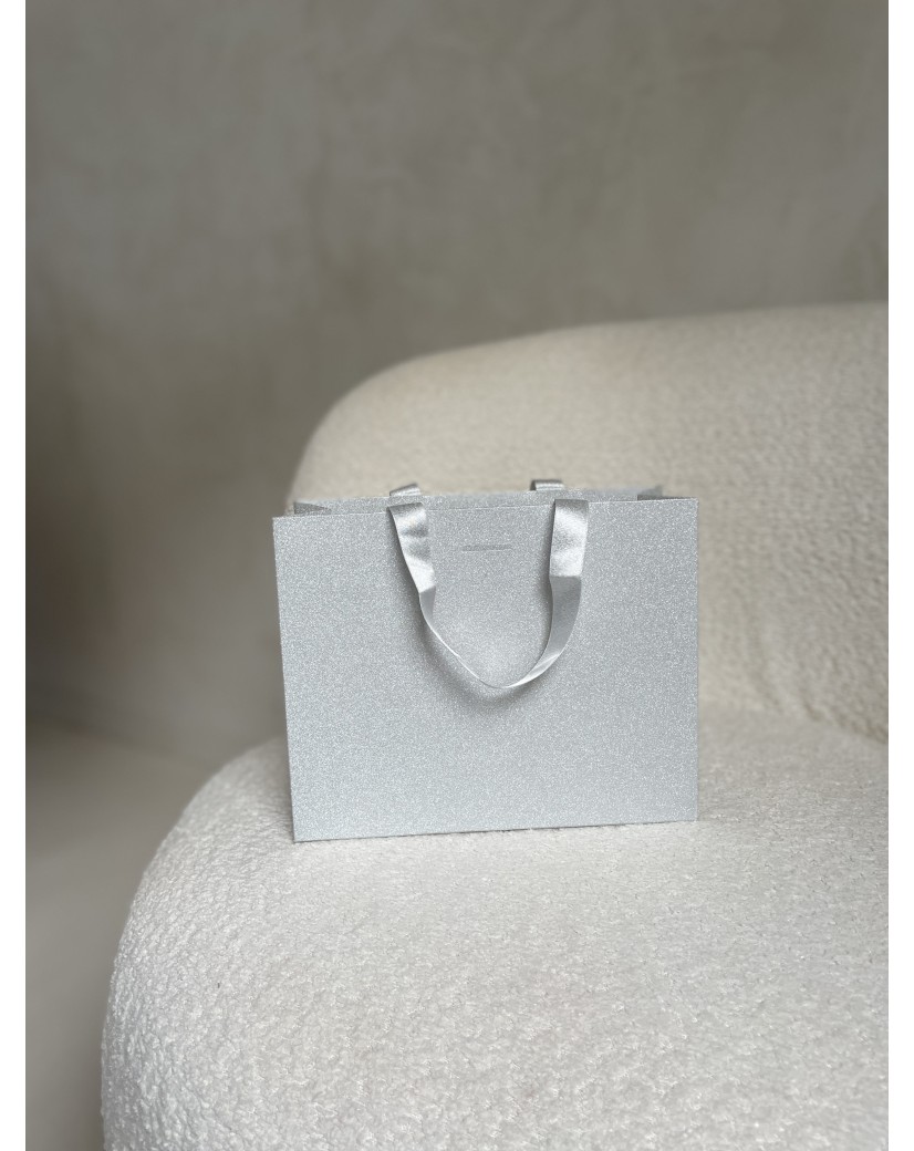 LUXURY PAPER BAG SILVER GLITTER – S (25x10x20 cm)