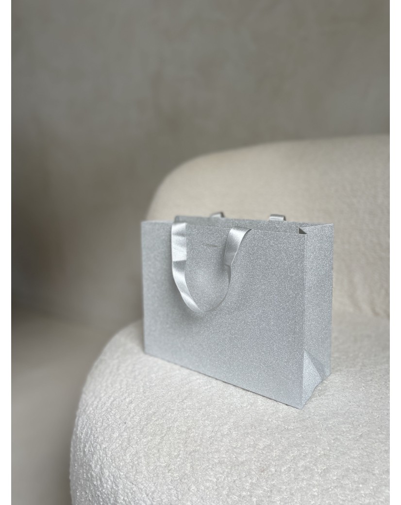 LUXURY PAPER BAG SILVER GLITTER – S (25x10x20 cm)