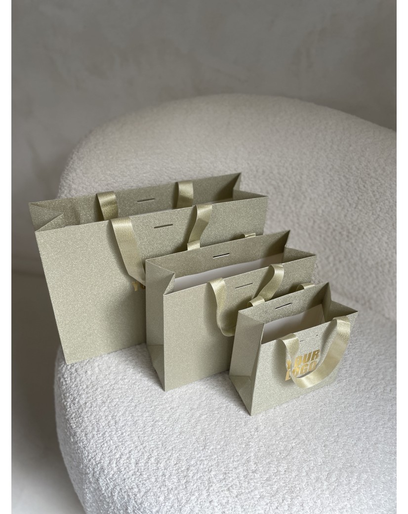 Sac papier Luxe Gold pailleté Express - S (25x10x20cm)