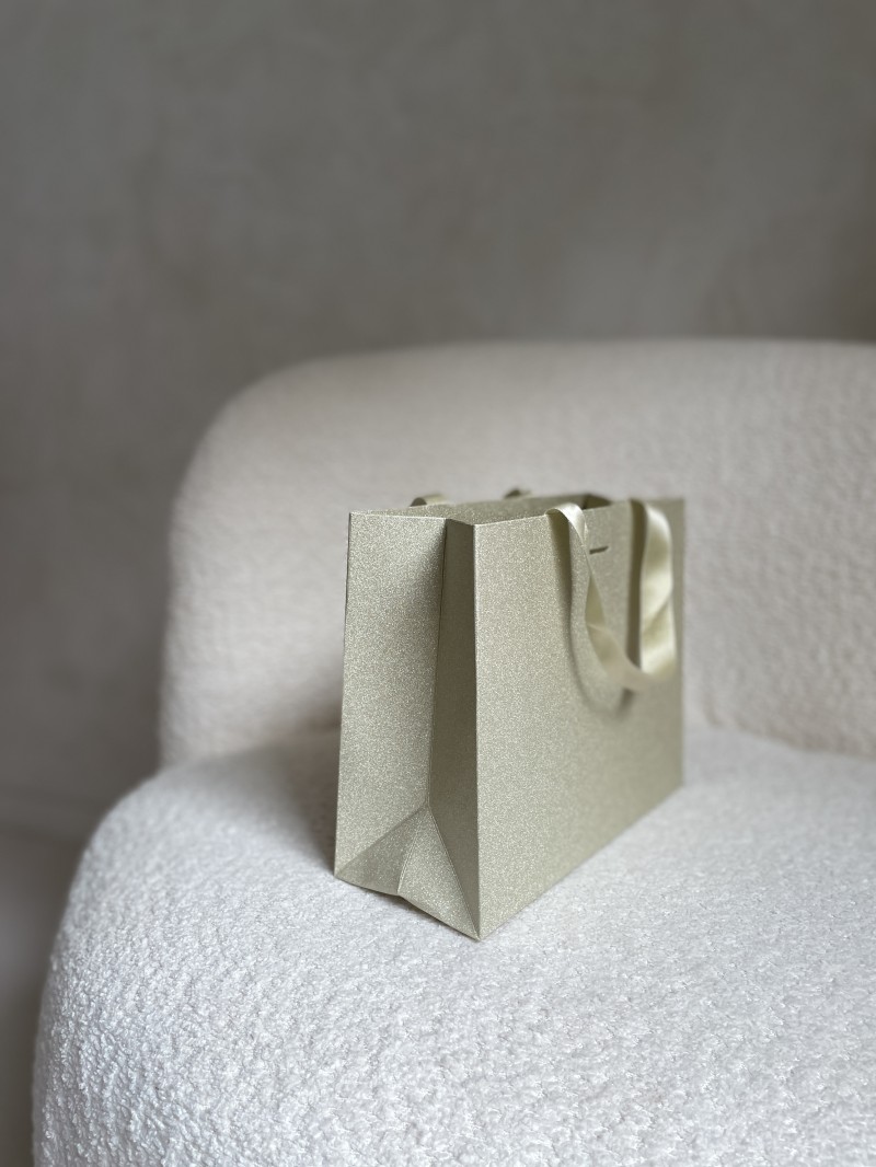 LUXURY PAPER BAG GOLD GLITTER – S (25x10x20 cm)