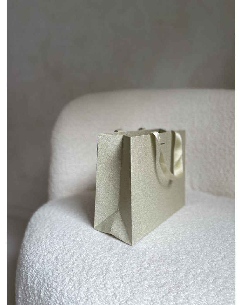 LUXURY PAPER BAG GOLD GLITTER – S (25x10x20 cm)