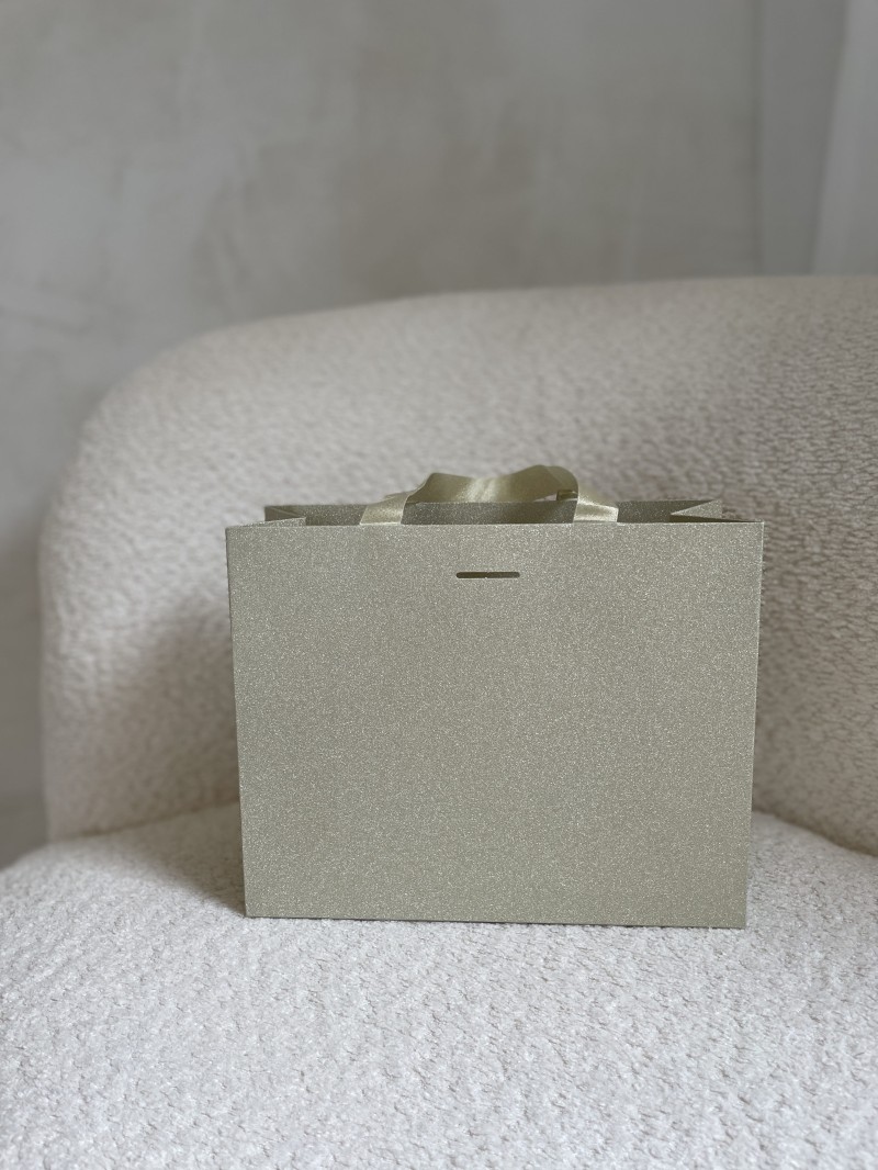 LUXUSPAPIERTASCHE GOLD GLITZER – S (25x10x20 cm)