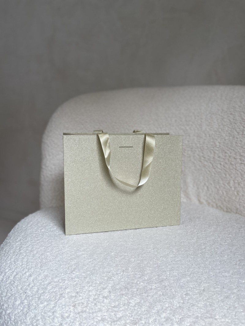 LUXUSPAPIERTASCHE GOLD GLITZER – S (25x10x20 cm)