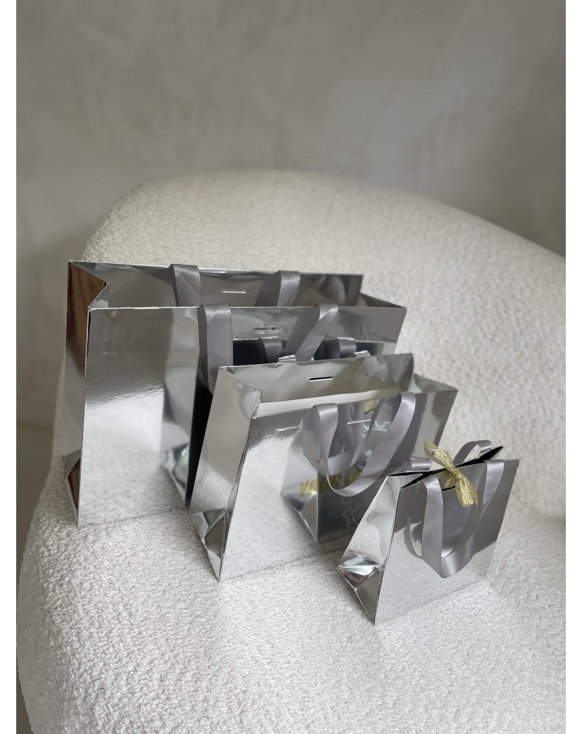 Sac papier Luxe Silver miroir Express - S (25x10x20cm)
