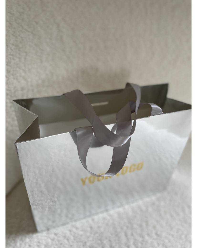 LUXUSPAPIERTASCHE SILBER SPIEGEL – S (25x10x20 cm)