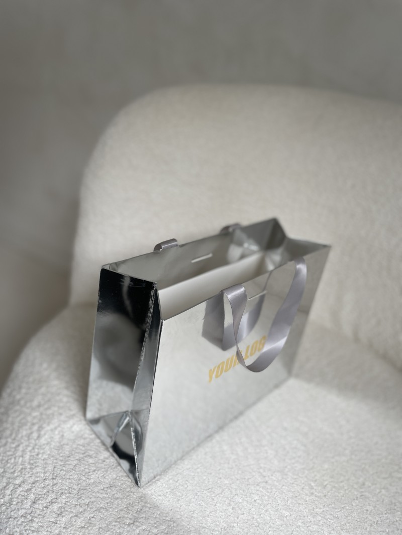 LUXUSPAPIERTASCHE SILBER SPIEGEL – S (25x10x20 cm)