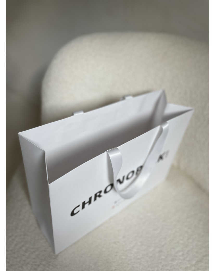 Luxus-Papiertüte Weiß – weiße Henkel – M (35 x 12 x 25 cm)