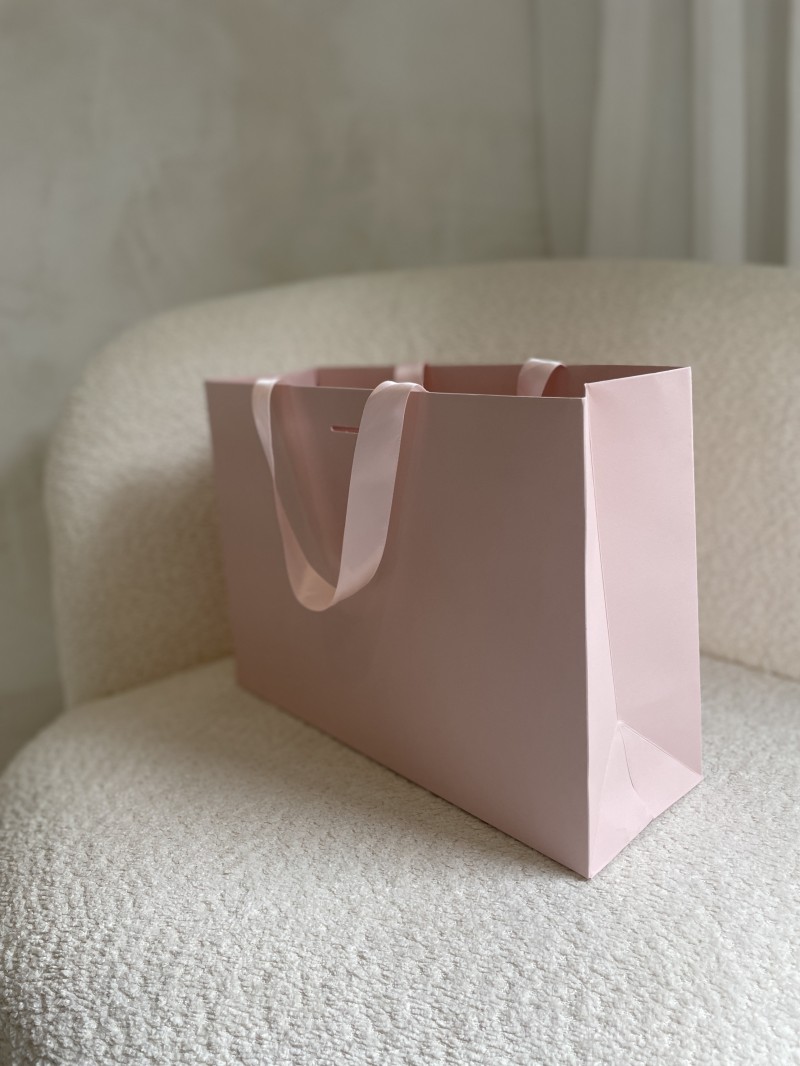 LUXURY PAPER BAG PINK – PINK HANDLES – M (35x12x25 cm)
