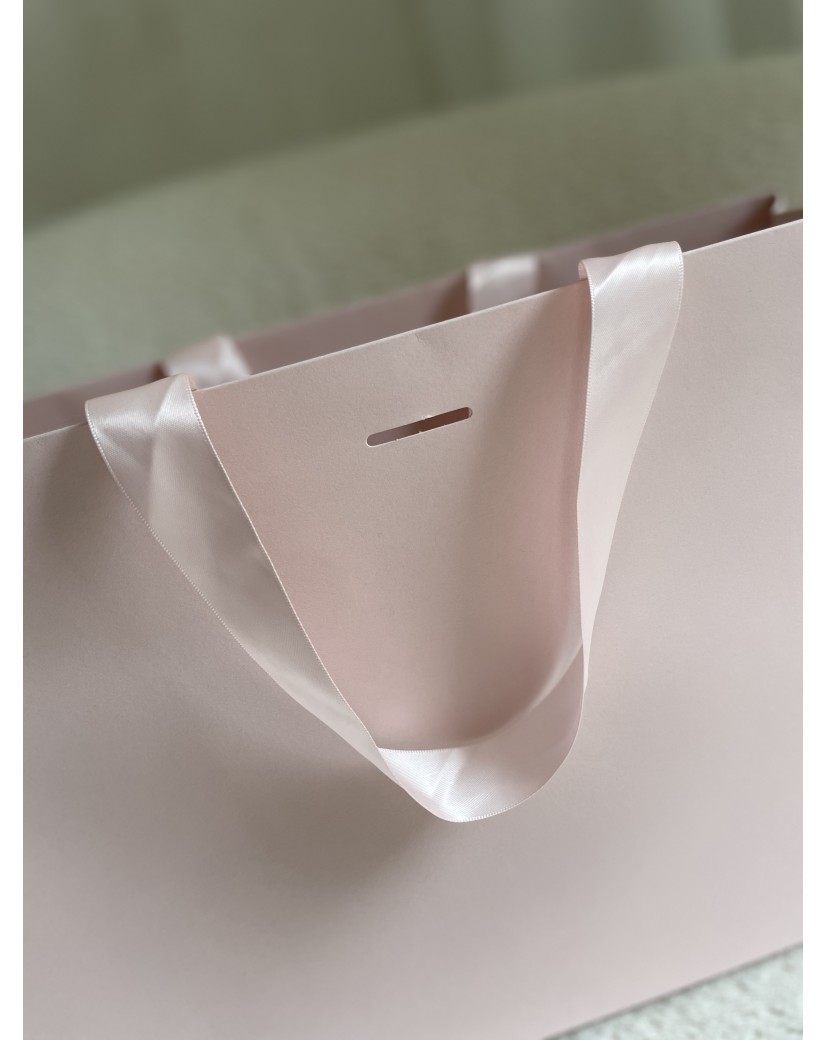 LUXURY PAPER BAG PINK – PINK HANDLES – M (35x12x25 cm)