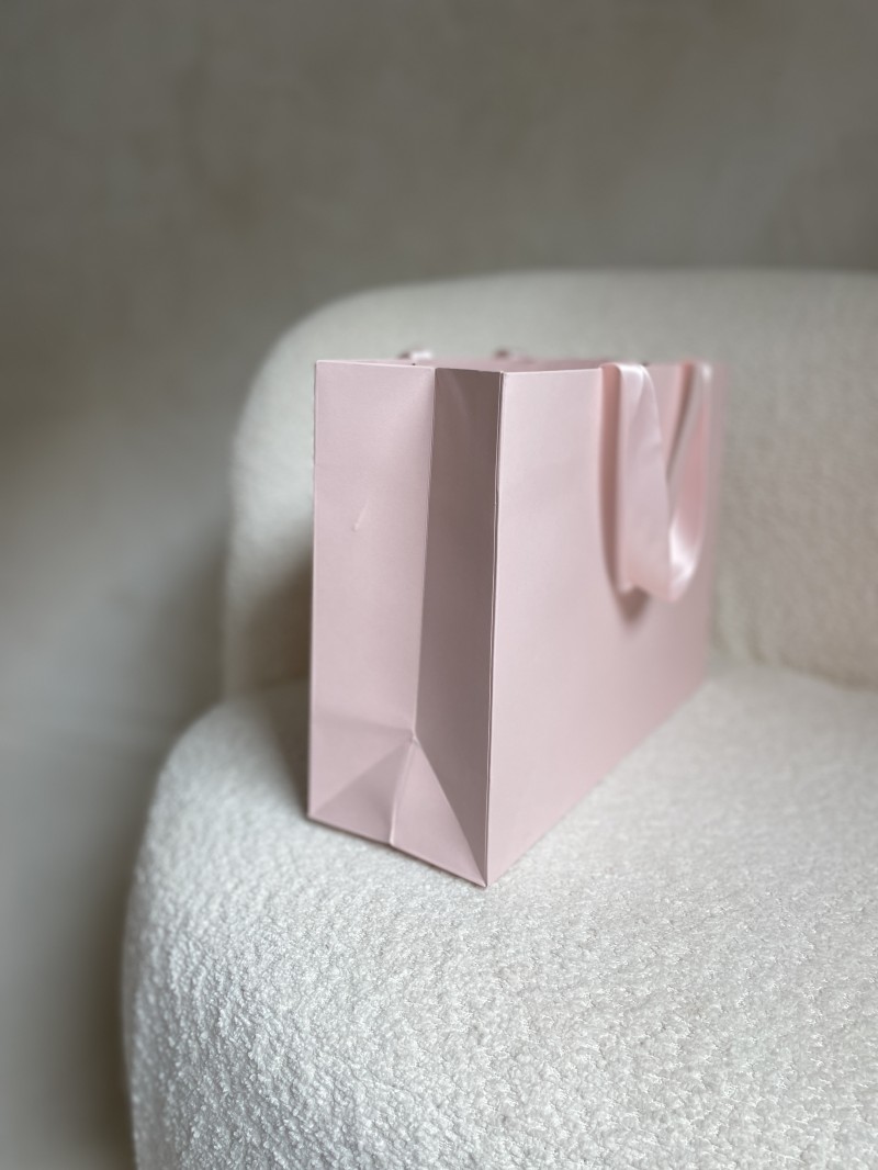LUXURY PAPER BAG PINK – PINK HANDLES – M (35x12x25 cm)