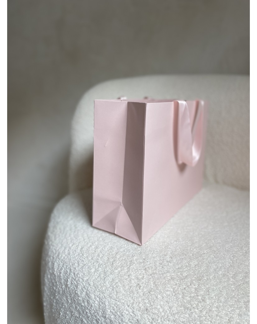 LUXURY PAPER BAG PINK – PINK HANDLES – M (35x12x25 cm)