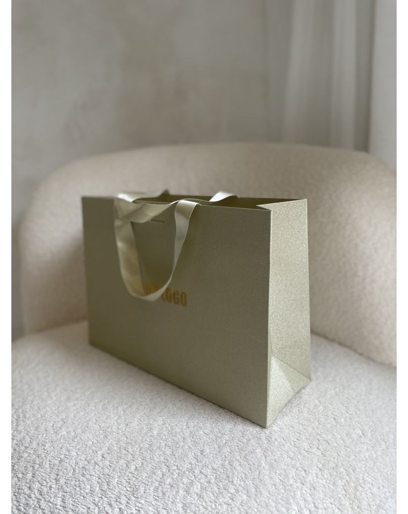 Luxe papieren tas - GLITTER GOUD - M (35x12x25CM)