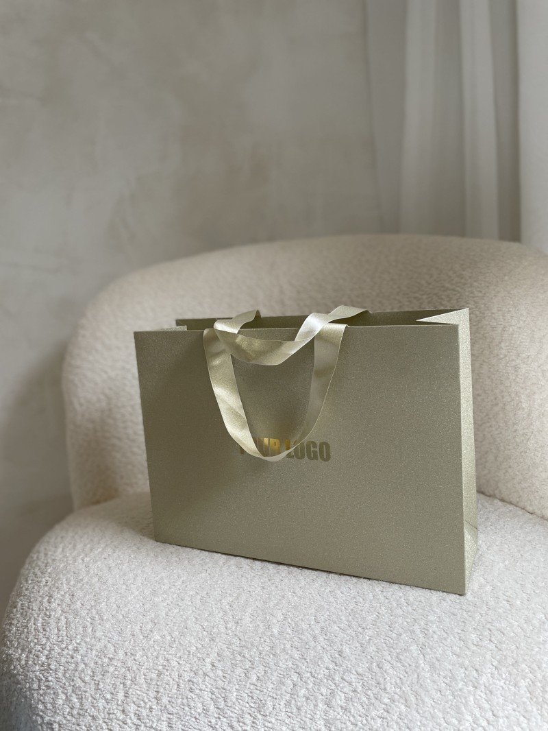 Luxe papieren tas - GLITTER GOUD - M (35x12x25CM)