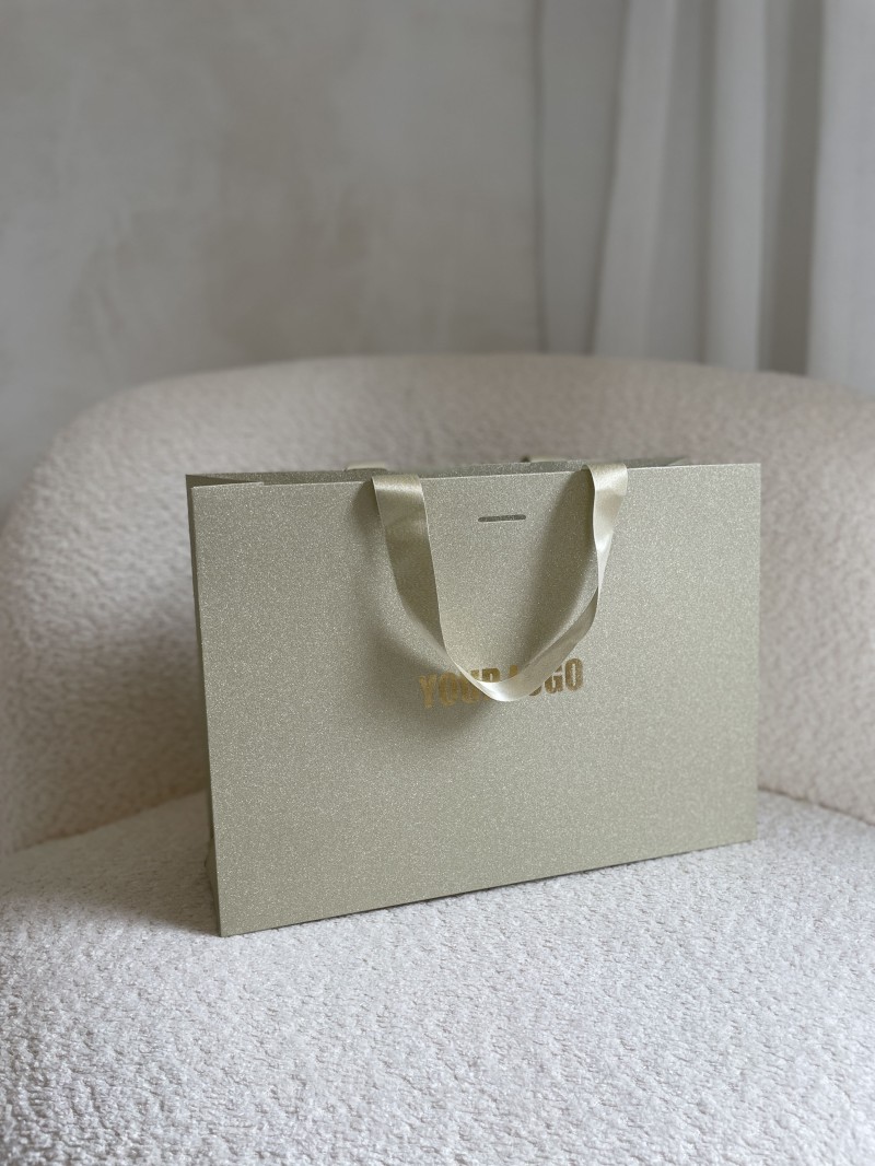 LUXURY PAPER BAG GOLD GLITTER – M (35x12x25 cm)