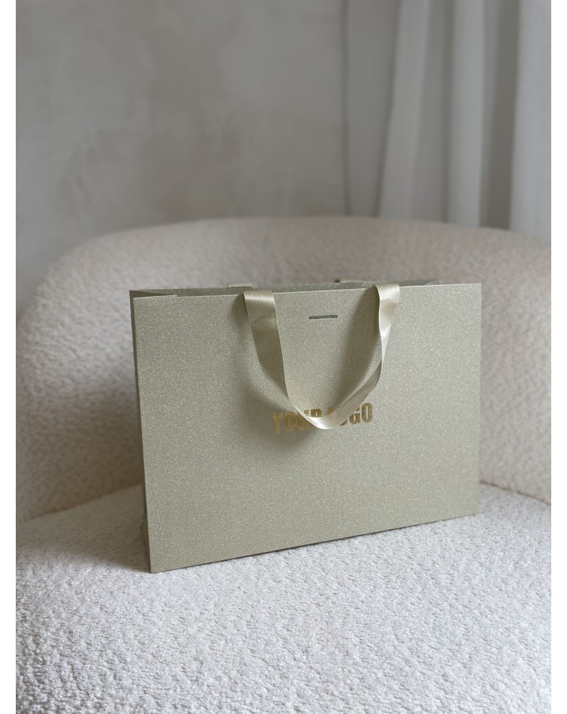 LUXURY PAPER BAG GOLD GLITTER – M (35x12x25 cm)