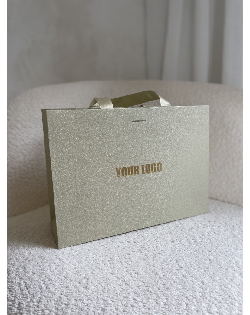 LUXURY PAPER BAG GOLD GLITTER – M (35x12x25 cm)